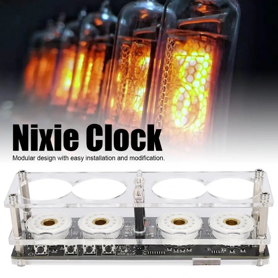 4 битный интегрированный дизайн Nixie Tube часы с дистанционным управлением для