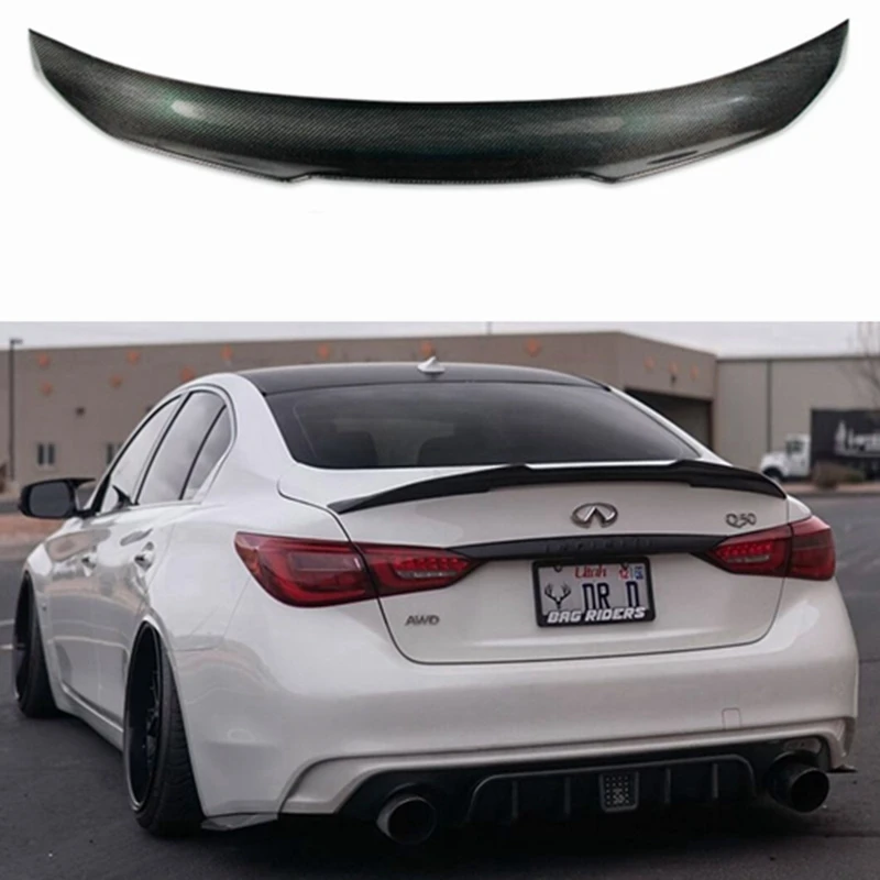 Carbon Fiber Rear Wing Spoiler Boot Lid Trunk For INFINITI Q50 2014-2020 | Spoilers &amp Wings
