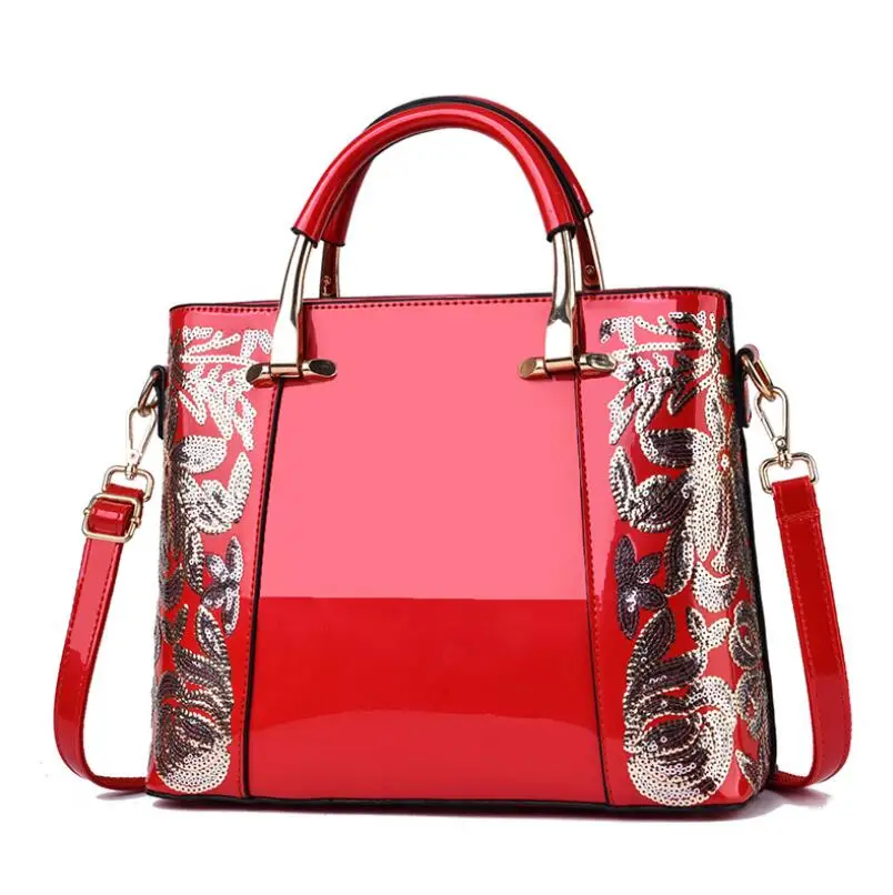 Лидер продаж Новинка Обувь из лакированной кожи с пайетками сумки натуральной