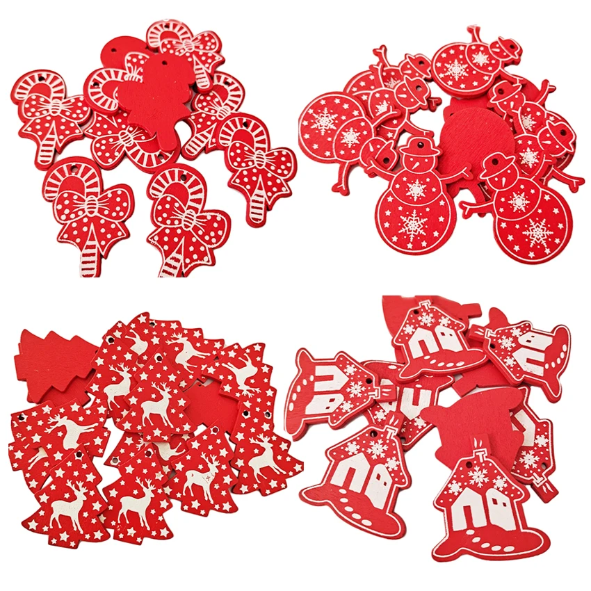 DIY деревянная белая и Красная рождественская елка/сердце/звезда снежинка