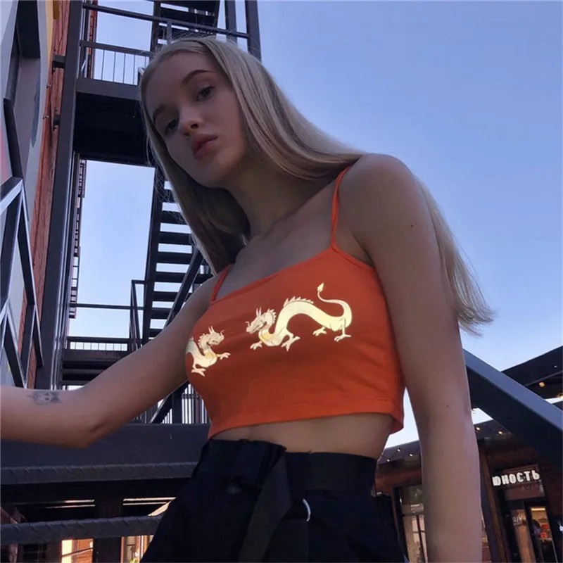 Женский светоотражающий Топ без рукавов летний укороченный топ с оранжевым