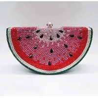 special top design bridal wedding party purses women evening party diamonds fruit watermelon slice clutches crystal purses