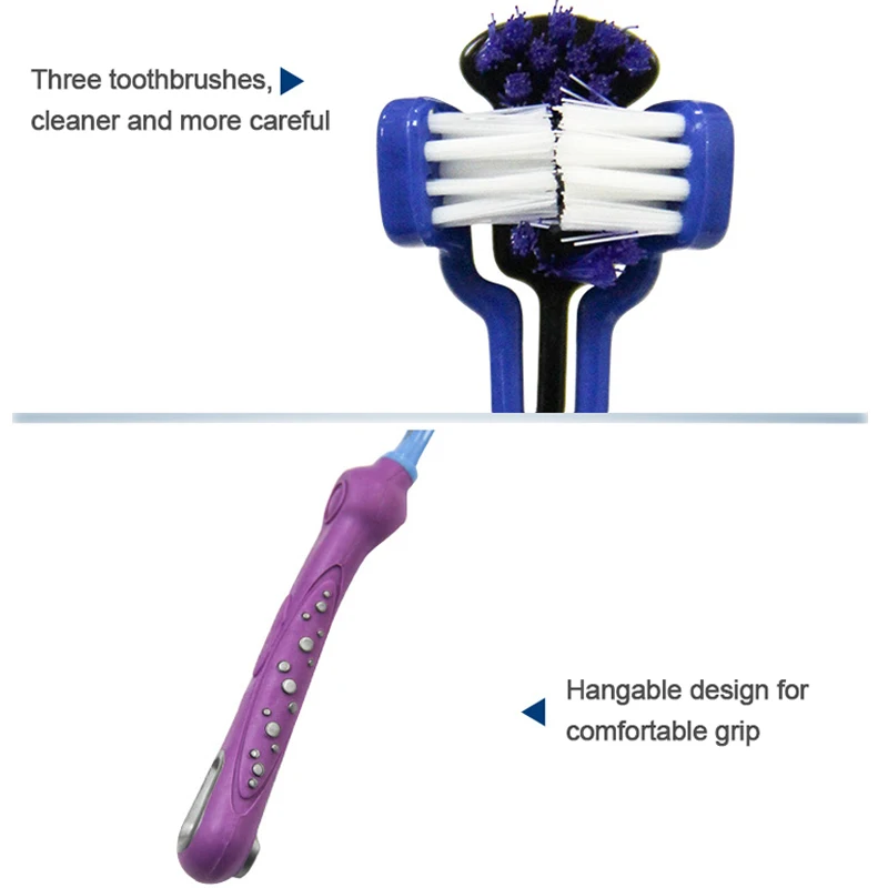 Трёхсторонняя зубная щетка для собак многоугольная очистки зубов зубной камень