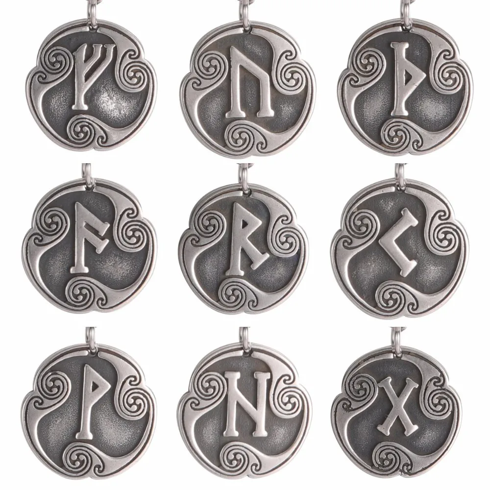 

Dropshipping 1pcs Odin Runes Nordic Letter DIY Handmade Charms for Jewelry Stainless Steel Futhark Futhorc Pendants Making Bulk