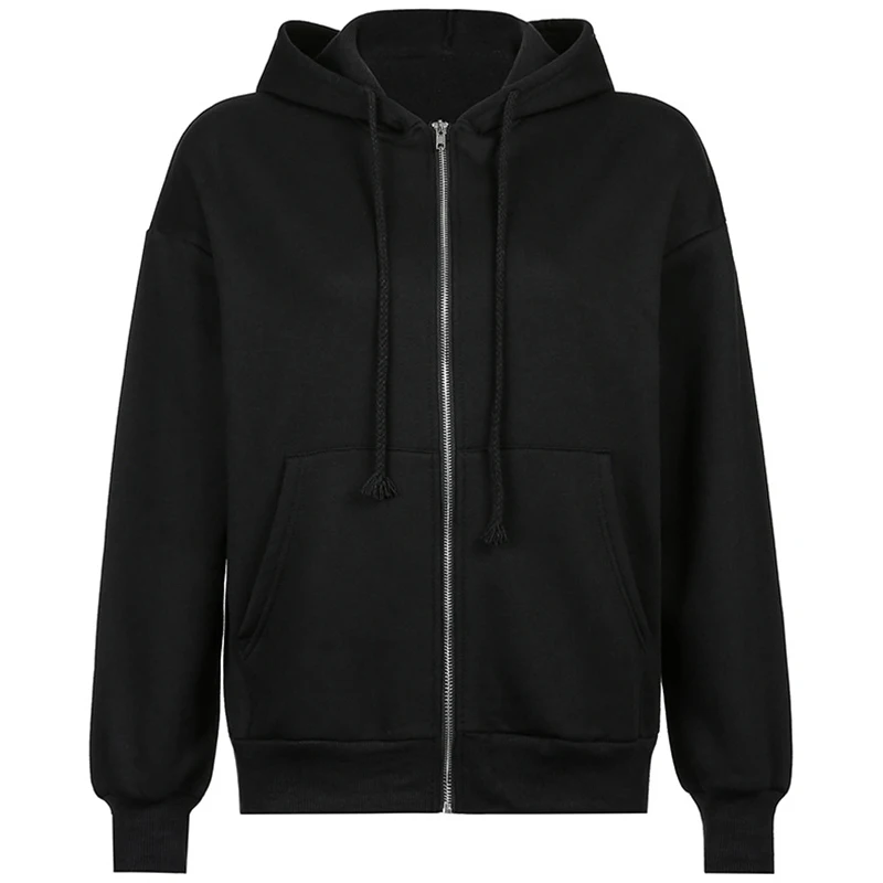 

Harajuku Zip Up Hoodies Woomens Winter Vintage 90s Clothes Oversized Hoodies with Pockets Long Sleeve Thick Pullovers 2021