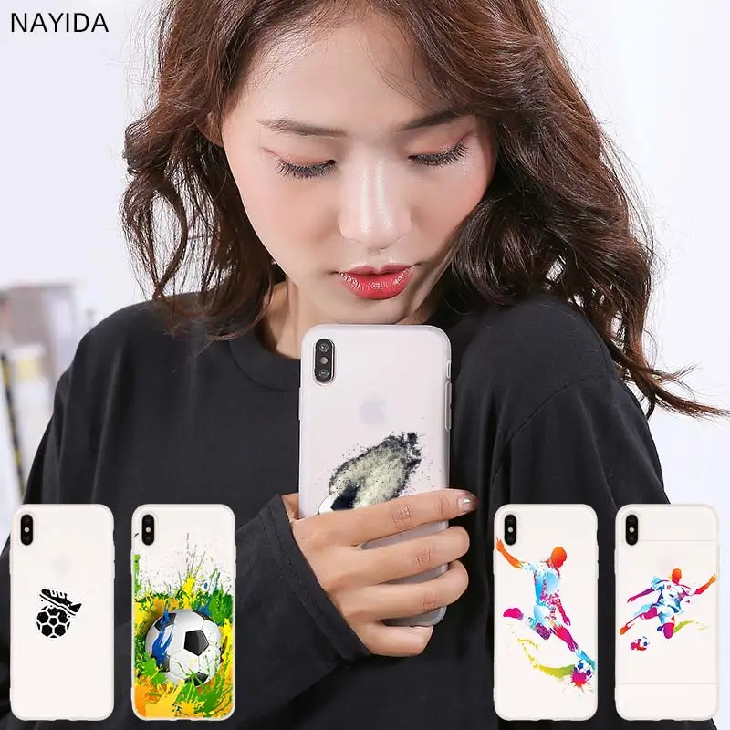 Soft Silicone Case For iPhone 13 12 Mini 11 Pro XS Max XR X 8 7 6 Plus SE S scratch proof Cover Football Soccer Ball Fundas | Мобильные