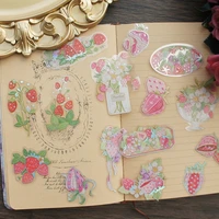 28pcs silver strawberry sweet party design transparent sticker scrapbooking diy gift packing label gift decoration tag