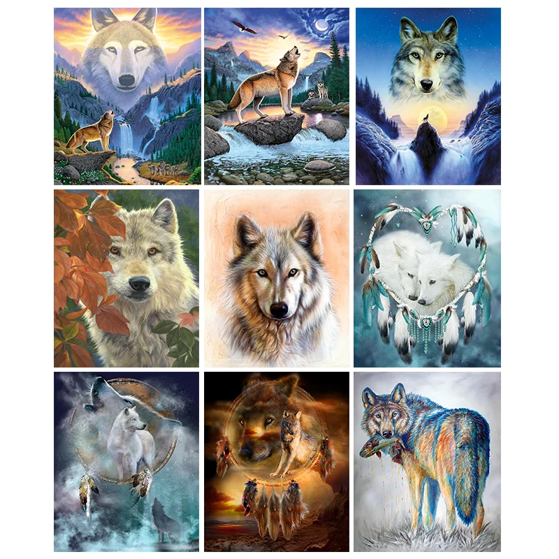 5D DIY алмазная живопись девушка с волком/Бриллиантовая мозаика животным полный