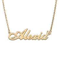 love heart alexia name necklace for women stainless steel gold silver nameplate pendant femme mother child girls gift