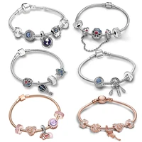 2021 european style charm women brand bracelet bright stars journey diy combination light luo blue fan fine bracelet jewelry