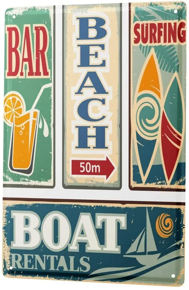 

Retro Surfing Poster Funny Sign Tin Art Wall Decor Vintage Aluminum Retro Metal Tin Sign Painting Decorative Signs 20x30cm