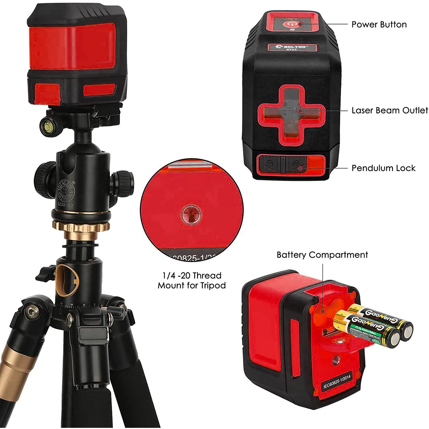 Лазерный уровень BOLTHO самонивелирующийся нивелир с магнитным креплением и сумкой