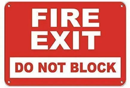 

Fire Exit Do Not Block Security Vintage Retro Tin Signs Vintage Look Sign Metal Plaques for Pub Man Cave BarClub Wall Decoration