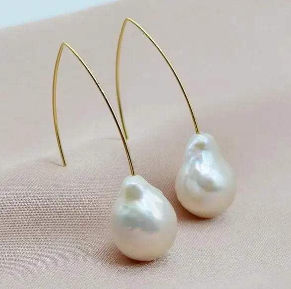 Любимый магазин жемчужин новые серьги с белым барочным пламенным шариком и