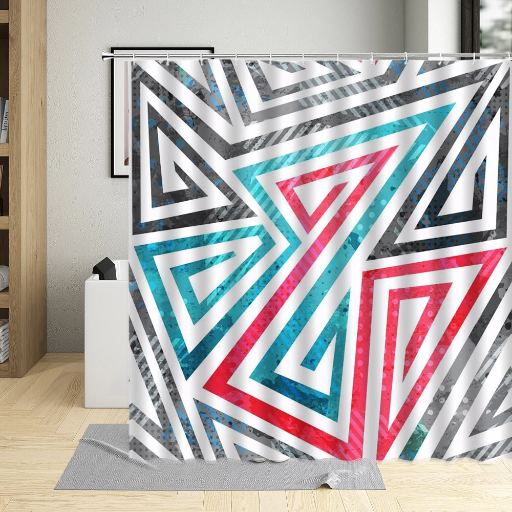 

Современная Радужная Геометрическая спиральная бесшовная занавеска для душа с рисунком для художественного декора, водонепроницаемая тка...
