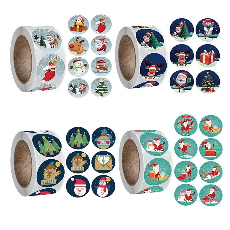 

HOT-Christmas Ornaments Sticker 500PCS Per Roll Very Suitable for Christmas Themed Christmas Combination Decorations