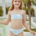 2021 Детские бикини из двух частей для девочек с низкой талией светло-зеленые купальники для подростков Летний Пляжный Купальник
