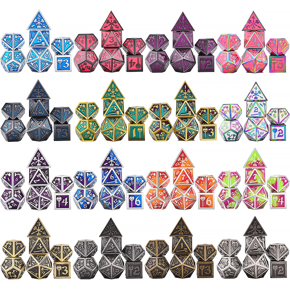 Твердые металлические полигедральные игральные кости с сумкой для настольных