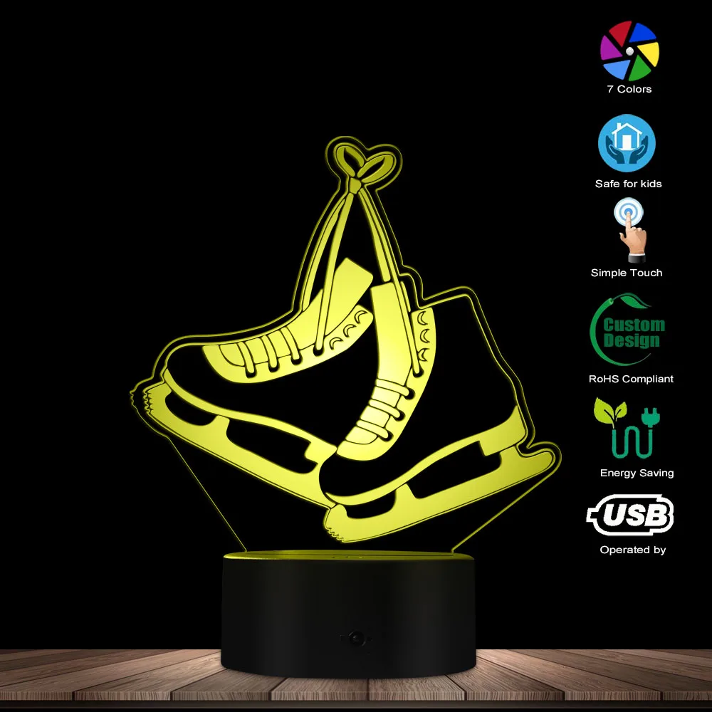 Новинка 3D ночной Светильник для катания на коньках спортивный акриловый