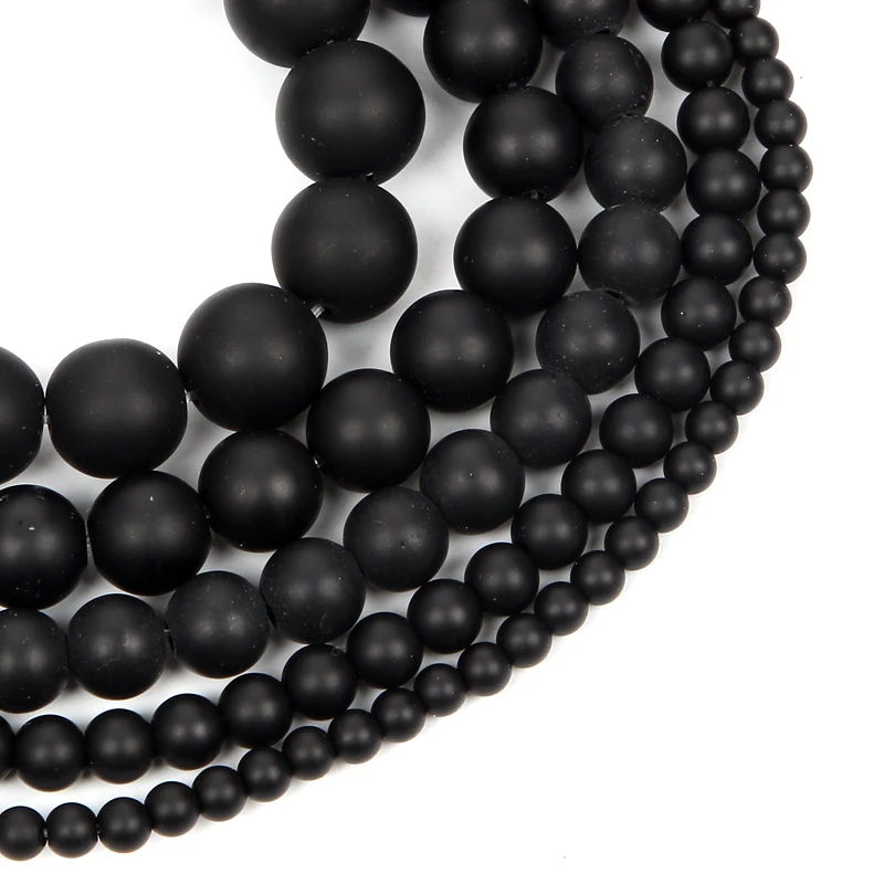 4 12 мм с тусклой полировкой матовый Натуральный камень разбросаны шарики черный агат бусины Свободные для