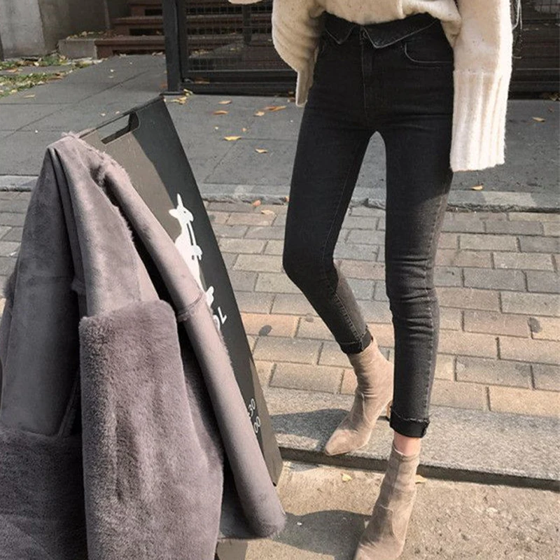 Джинсы женские Стрейчевые с высокой талией и бахромой 2019 | Женская одежда