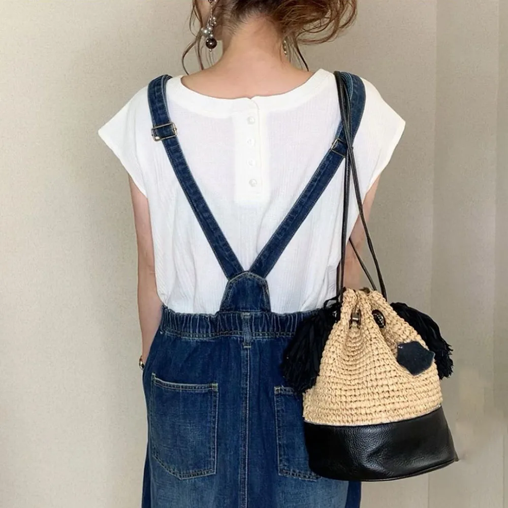 Осень 2020 милое джинсовое платье на бретелях японские Свободные женские длинные