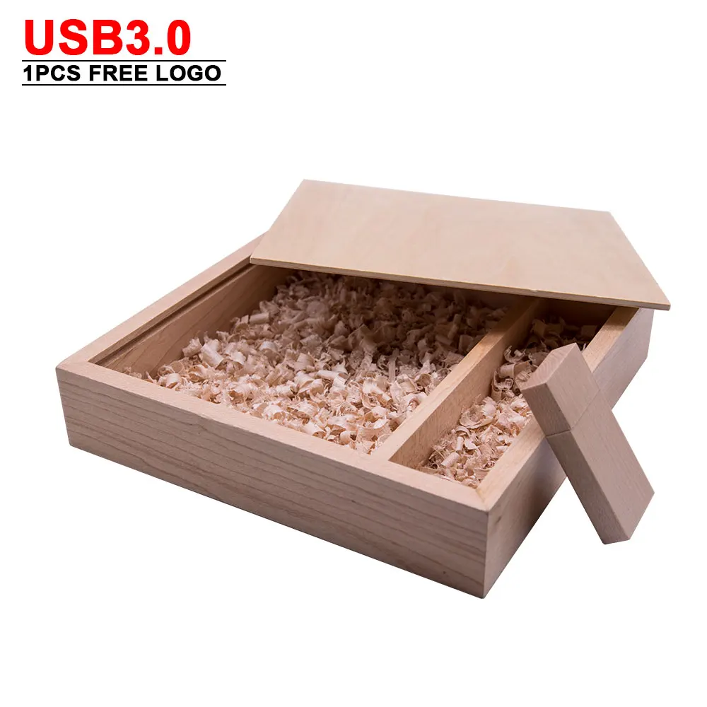 Пользовательские логотип клен фотоальбом дерево USB + коробка карта памяти Флешка