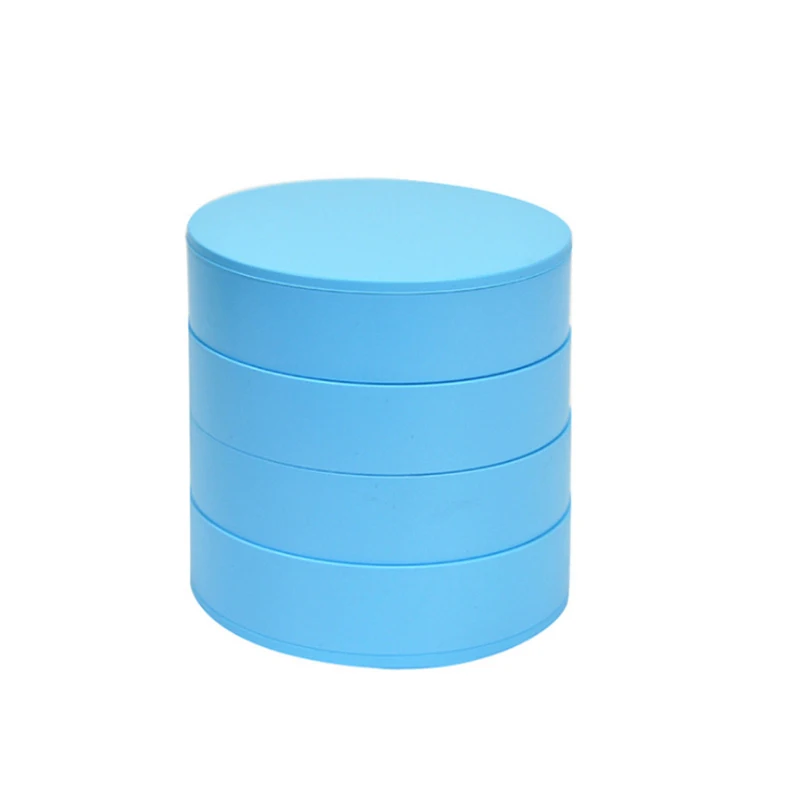 blue Топ Белый 4 слоя коробка для хранения ювелирных изделий вращающаяся спальня коробка для украшений или косметики с крышкой для женщин, чтобы испытать лучшее - Цвет: blue