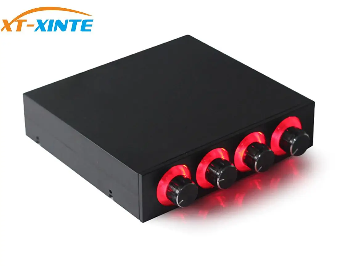 

XT-XINTE 4 Channel Speed Fan Controller with Blue/Red LED 4-Way CPU HDD VGA Fan PWM Temperature Controller for Cooling Fans