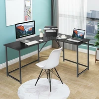 l shaped corner home office computer desk large storage space spacious tabletop stable frame stylish industrial office desks