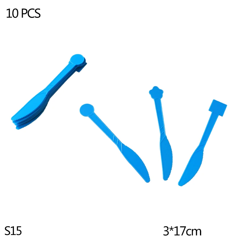 S15-10pcs knives Футбольная тематическая вечеринка, Набор Декоративной посуды, бумажные тарелки и стаканы, салфетка, конфетный мешок, коробка для детского душа, принадлежности для дня рождения - Цвет: S15-10pcs knives