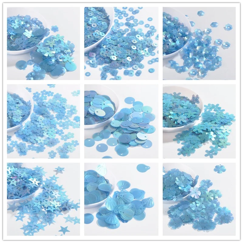 

10g Matte Denim Blue Sequin Flower Plum Star Shell Shape Sequins Paillettes Wedding Confetti DIY Handcraft Sewing Accessories