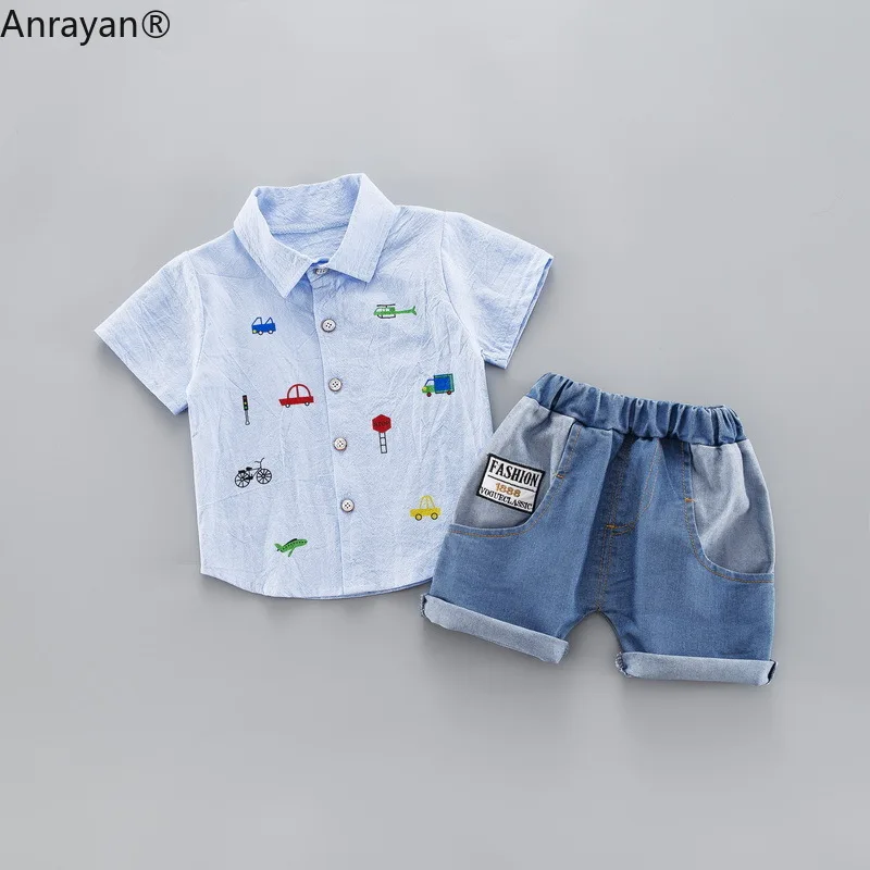 Летняя новинка детская одежда Детская футболка с мультяшным рисунком джинсовые