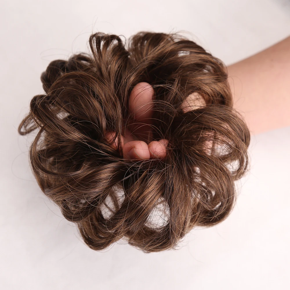 Amir Synthetic Flexible Hair Buns Curly Scrunchie Chignon With Rubber Hair Extensions Natural Black Brown Messy Bun Ponytails