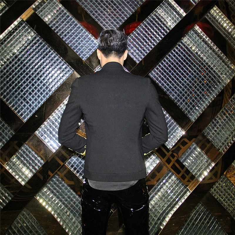 Мужской Блейзер в стиле корта для ночного клуба сценические костюмы со стоячим