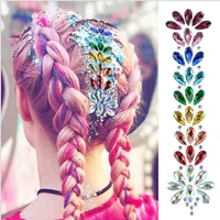 3d crystal forehead headpiece sticker pink blue for party rainbow jewels face hair body gems shiny temporary tattoo stickers