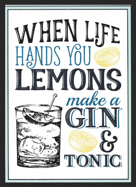 

Gin & Tonic Metal Sign Pub Plaque Vintage Gift Bar Man Cave Shed Garden Lemons