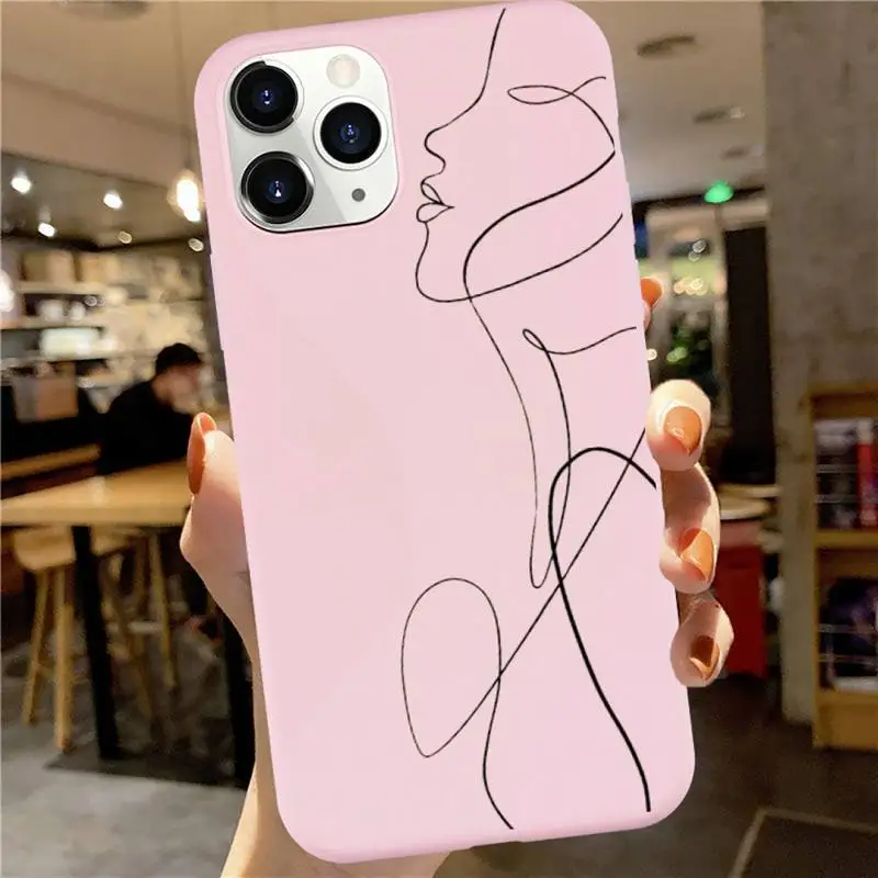 

Art Retro Abstract Geometry Phone Case Pink Candy Color for iPhone 6 7 8 11 12 s mini pro X XS XR MAX Plus