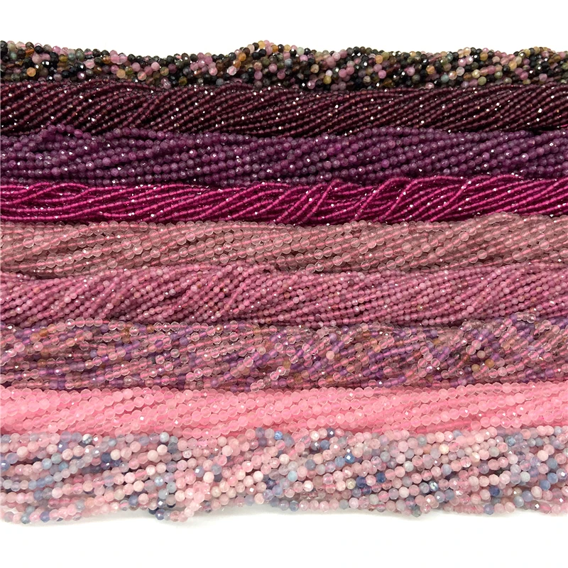 Бусины из натурального камня с гранями 2 мм 3 кварцевый кристалл россыпью розовый