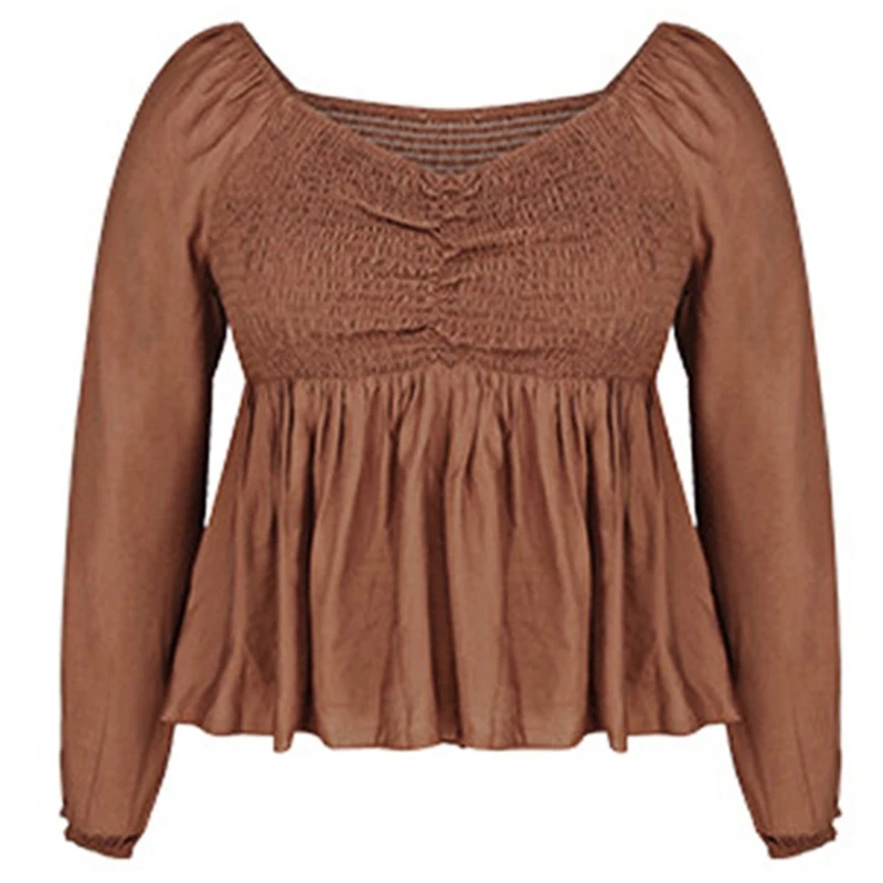 

Fashion Women's plus size fat MM waist slim long sleeve shirt 83XF