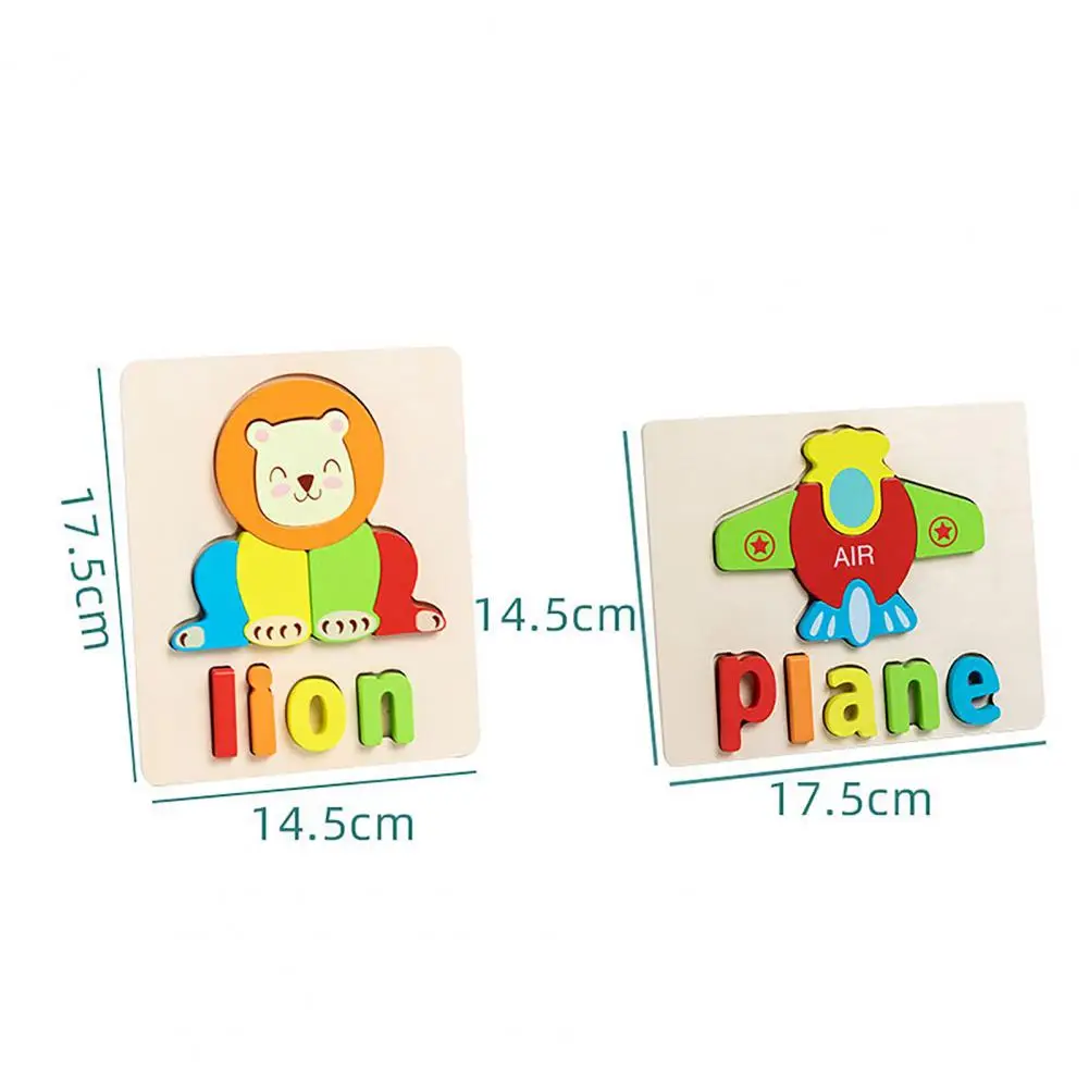 

1Set Smooth Surface Hand-eye Coordination Wood Color Words Animal Shape 3D Puzzles for Kids Early Education Wooden Kid Toy