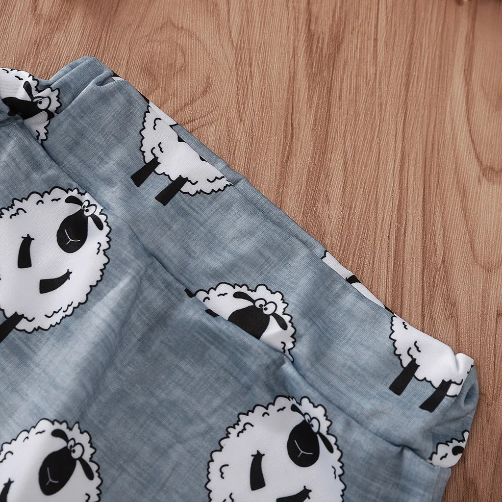 Детская осенняя одежда комбинезон с длинными рукавами и принтом овечки для