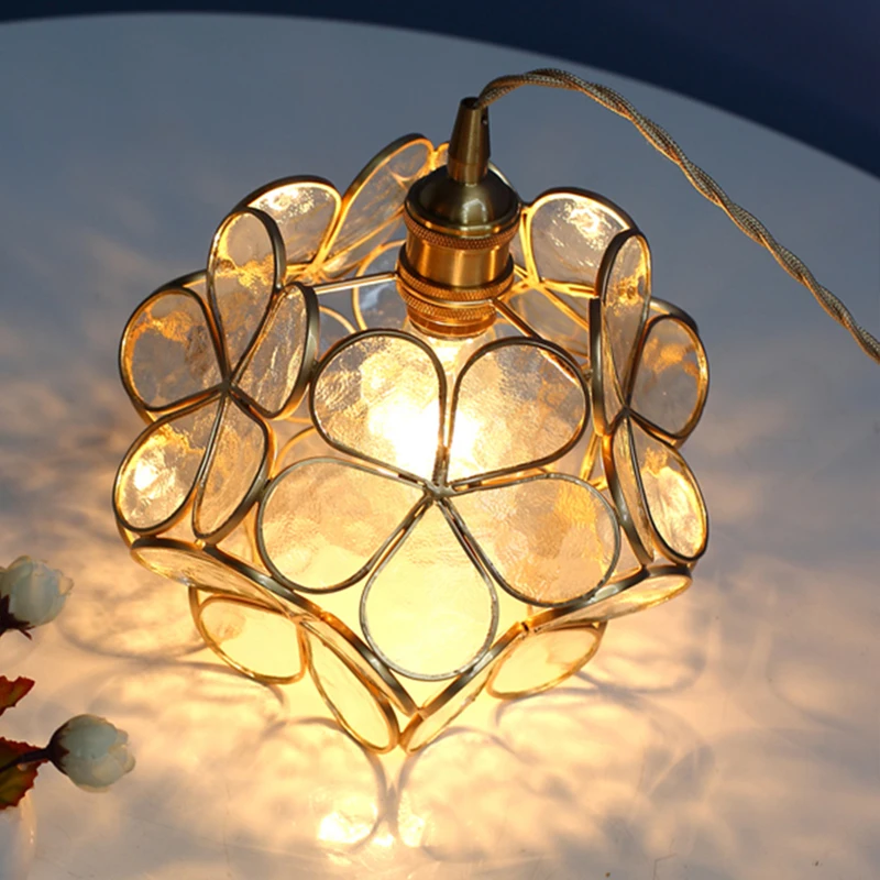 Modern glass chandelier restaurant entrance children's room petal lamp girl bedroom bedside | Лампы и освещение