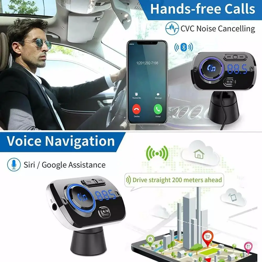 FM-трансмиттер автомобильный с поддержкой Bluetooth 2 USB-порта | Автомобили и мотоциклы
