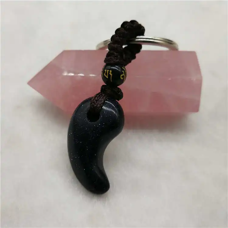 Брелок для ключей из натурального синего песчаника аксессуары со стразами