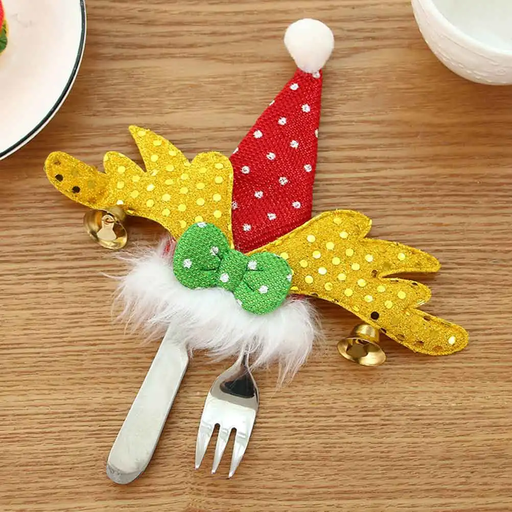 3 шт. Рождественские Сумки для столовых приборов держатели вилок рождественские
