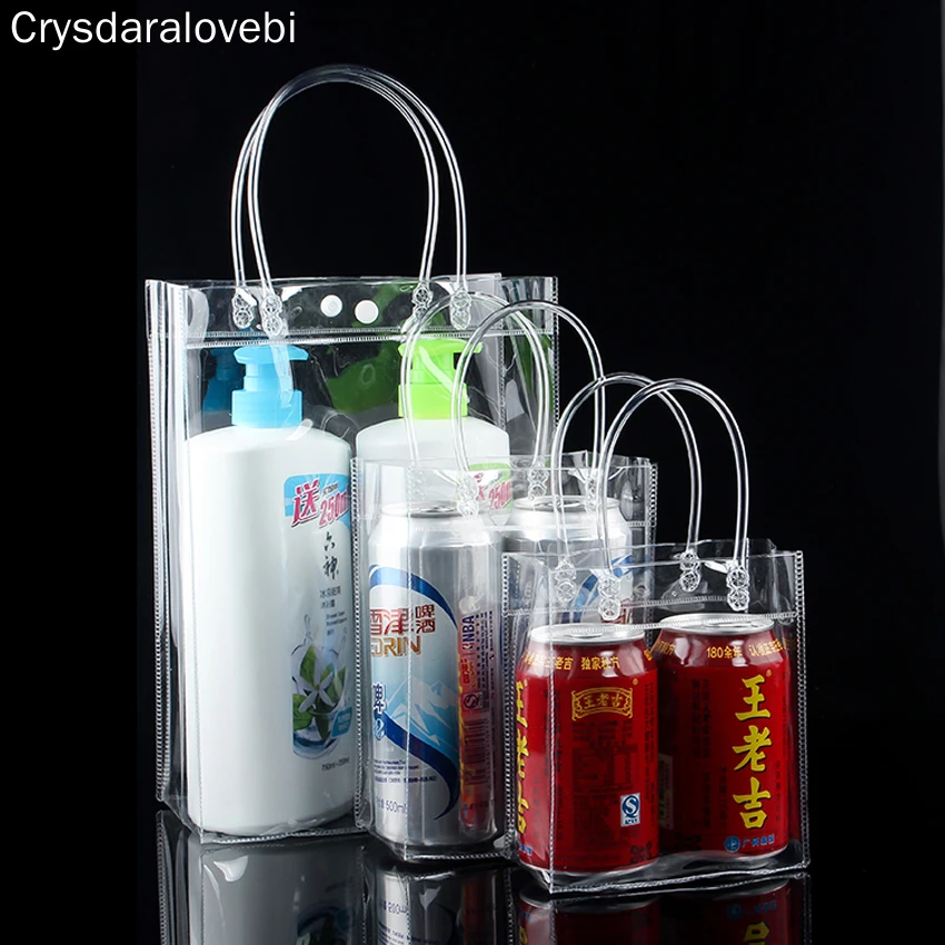 

20pcs- Transparant PVC Gift Tote Packaging Bags With Handle Clear Plastic Handbag