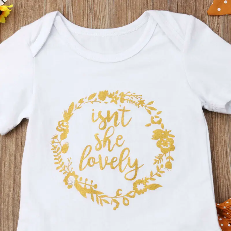 

Free shipping Cute Toddler Baby Girls Clothes White Tops Romper Dot Pants 3Pcs Outfits Set