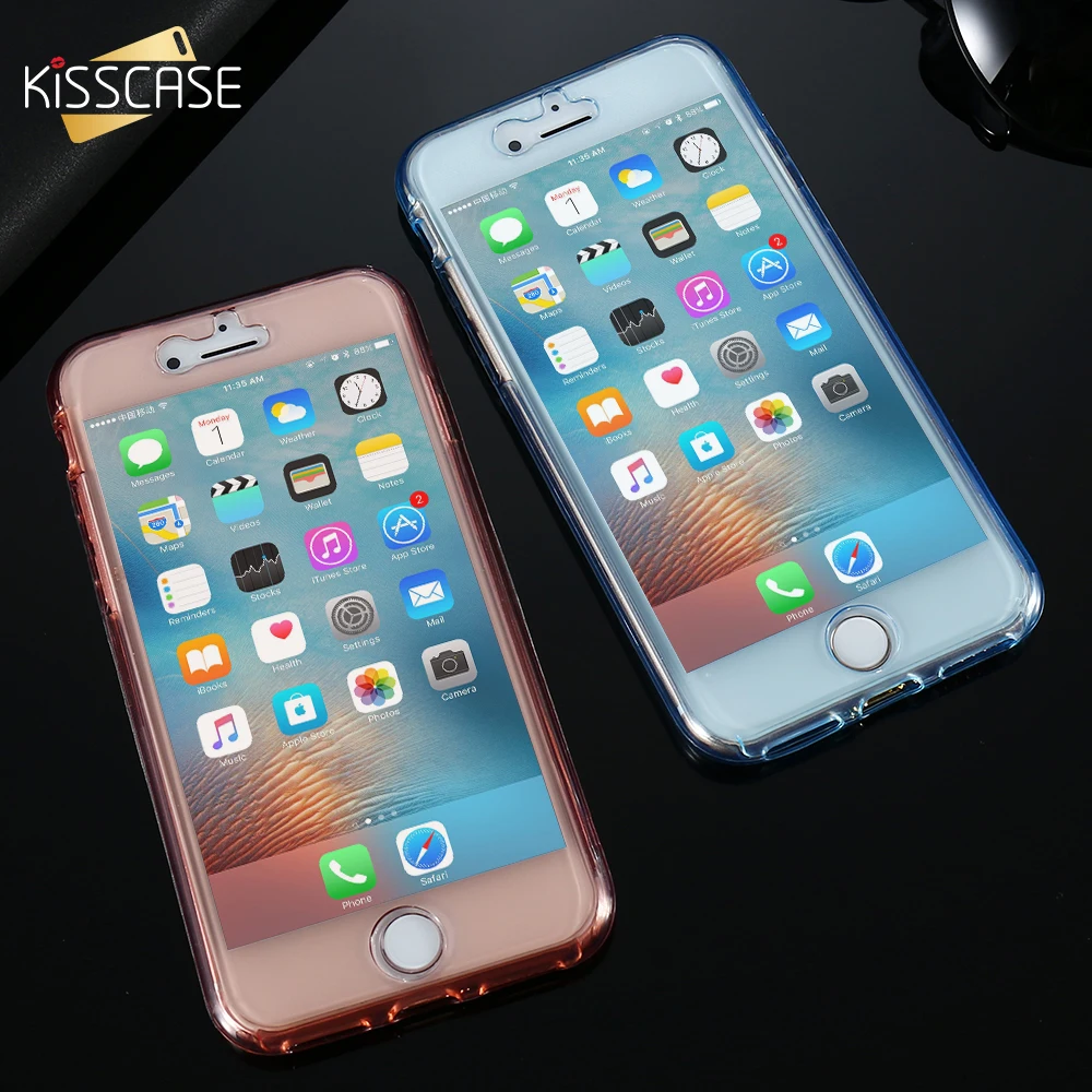 KISSCASE 360 Полный Ясно чехол для iPhone 8 7 6s 6 plus высокое Экран сенсорный чувство