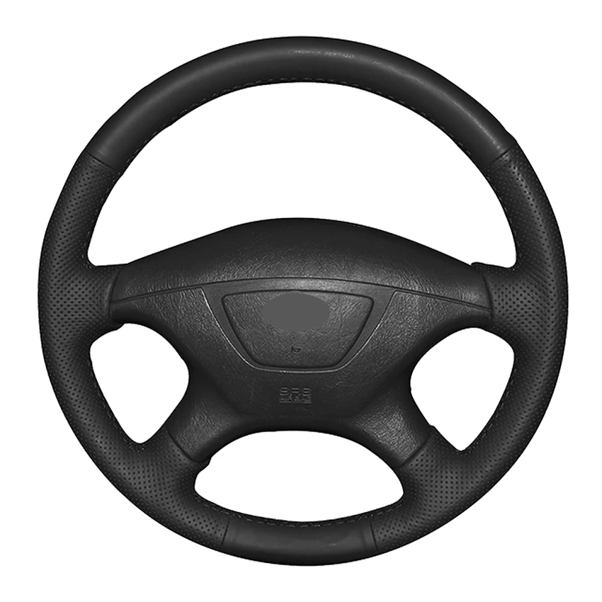 

Hand-stitched Black Genuine Leather Anti-slip Car Steering Wheel Cover for Mitsubishi Pajero Sport 2004 Montero Sport 2004